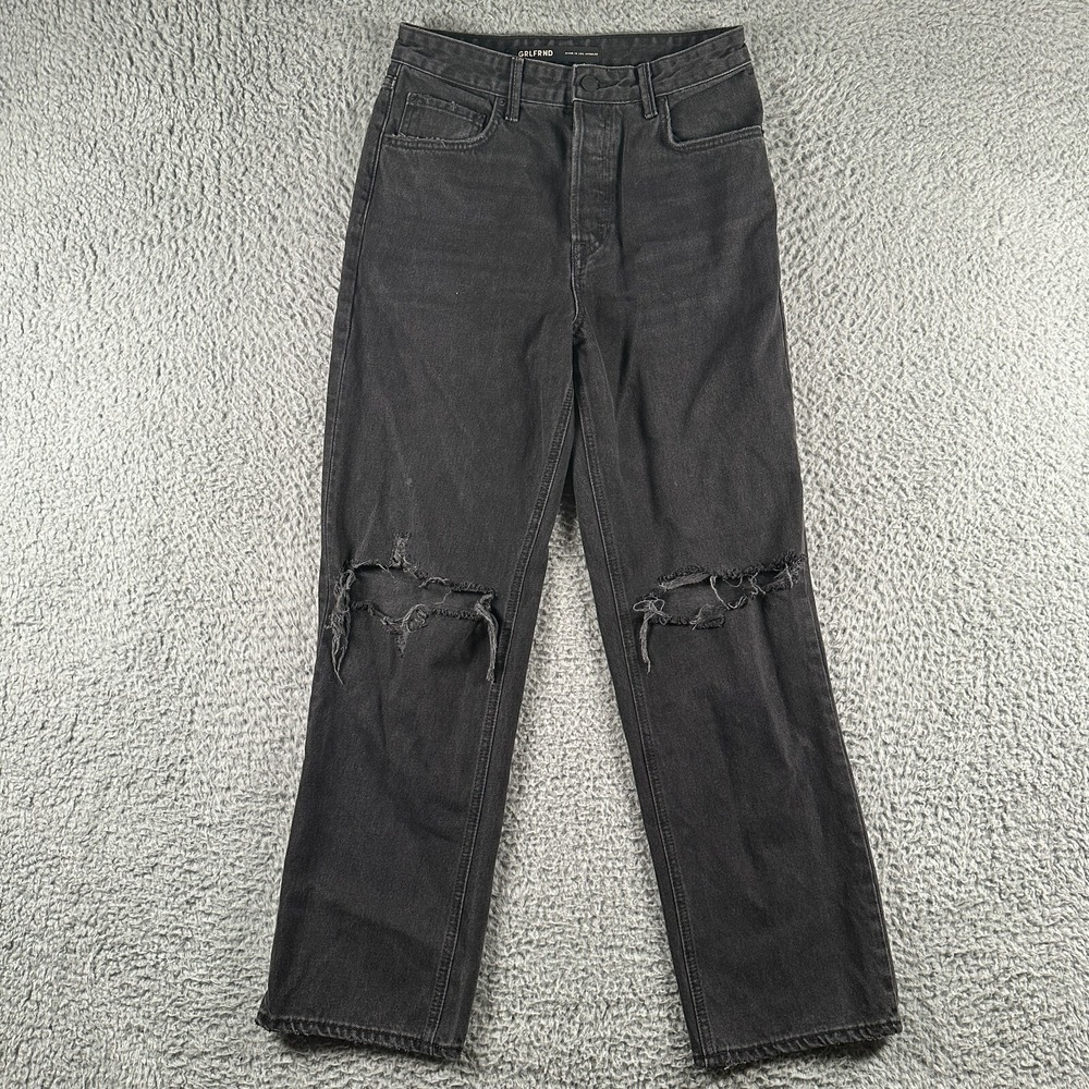 GRLFRND Jeans Womens‎ Sz 25 Amanda Black High Rise Loose Boyfriend Distressed